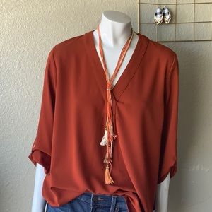 Rust v-neck top